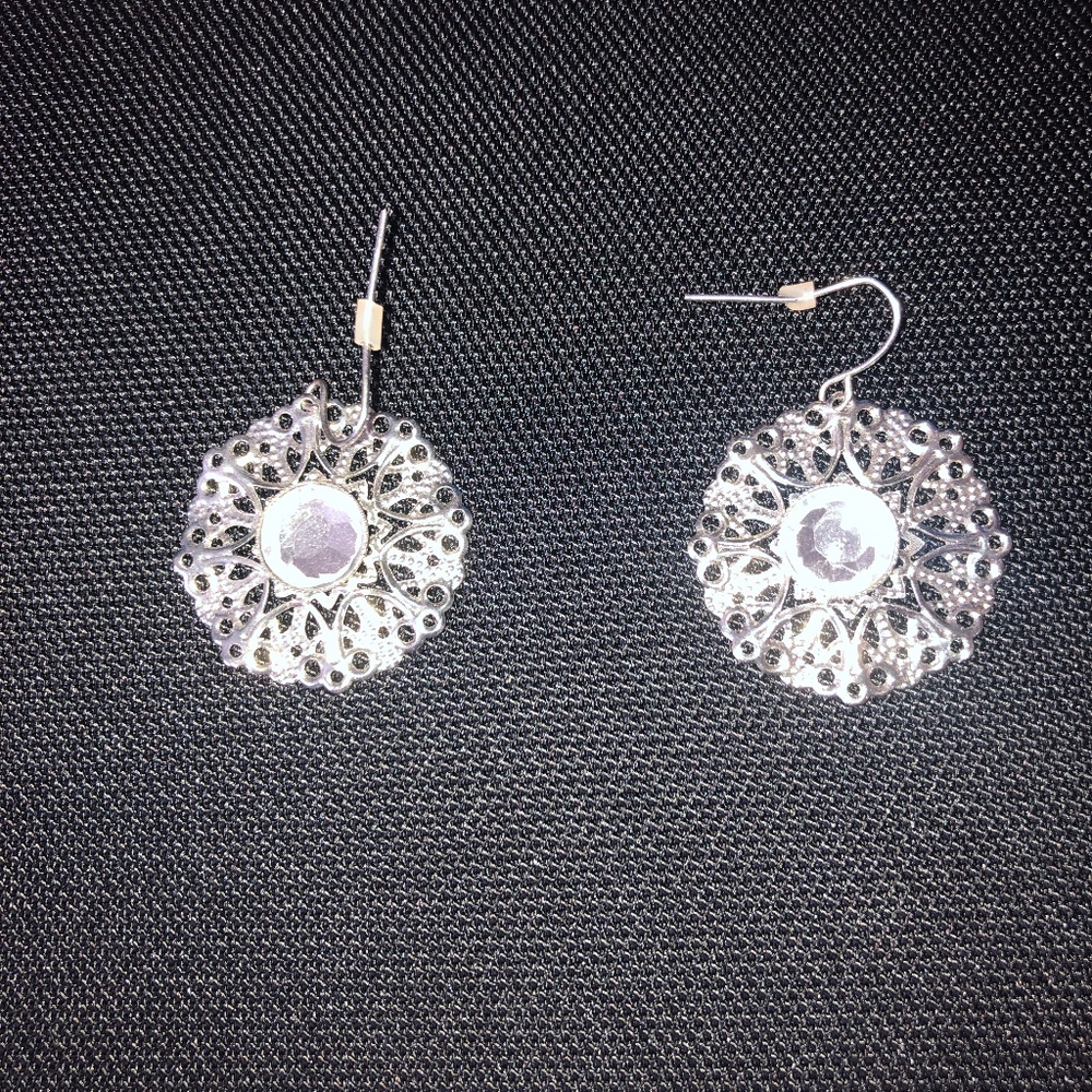 Silver Diamond Earrings